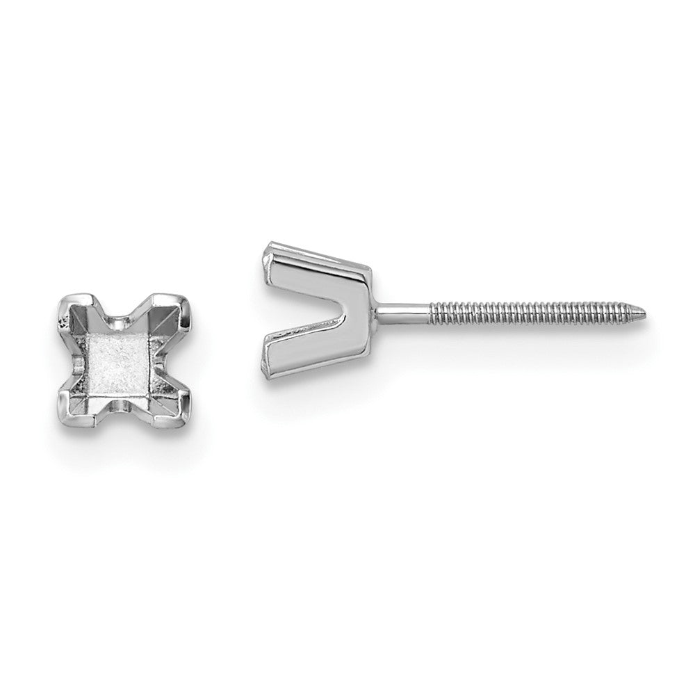 14K White gold;Post;Screw back