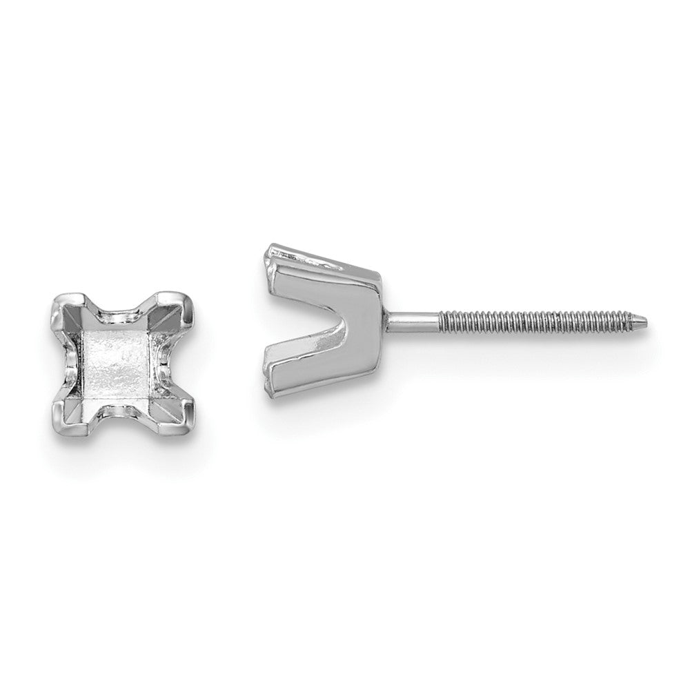 14K White gold;Post;Screw back