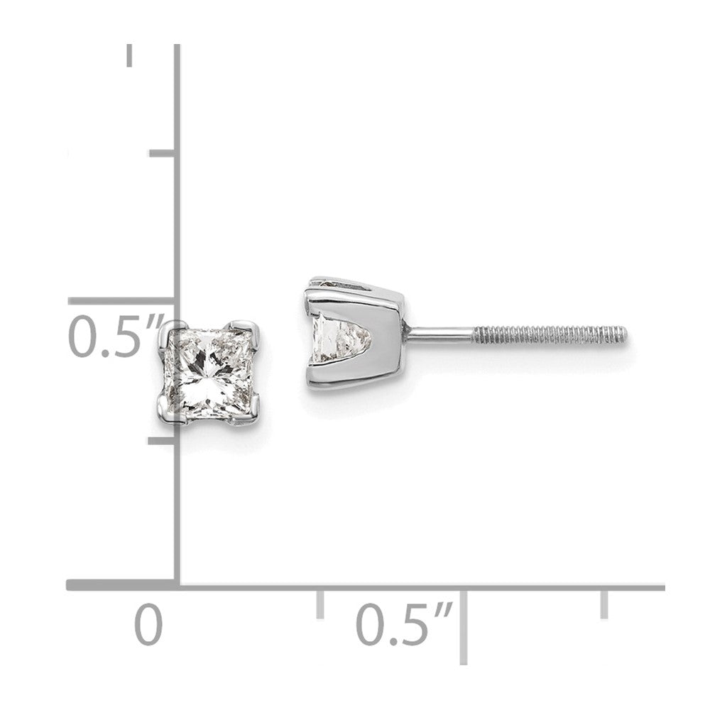 14k White Gold AAA Quality Complete Princess Cut Diamond Earring