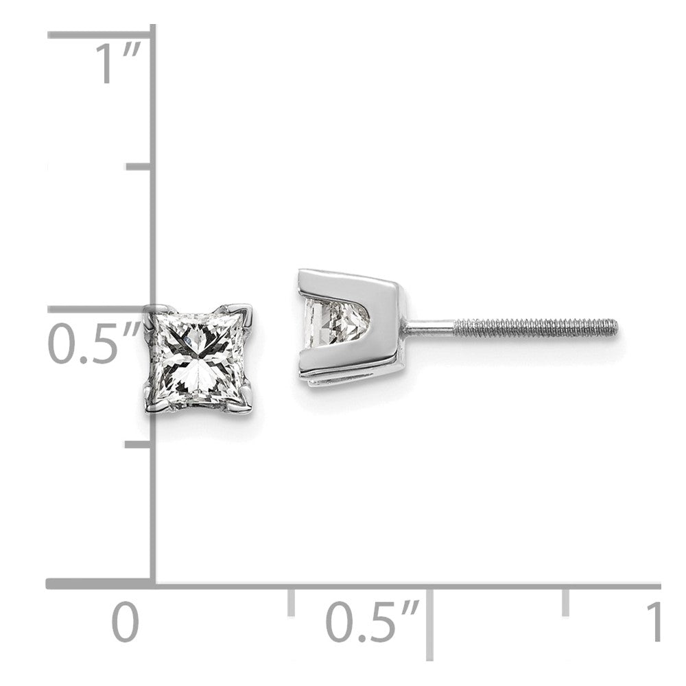 14k White Gold VS Quality Complete Princess Cut Diamond Earrings