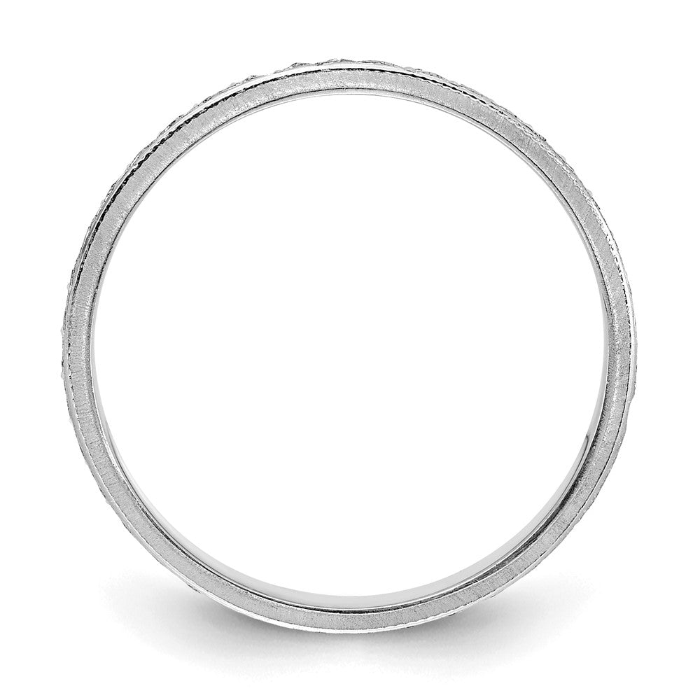 14k White Gold 3.75mm Design Etched Wedding Band Size 5