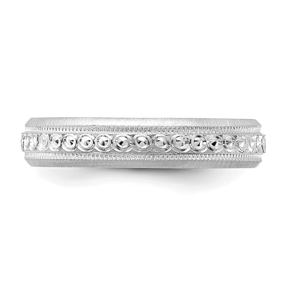 14k White Gold 3.75mm Design Etched Wedding Band Size 8