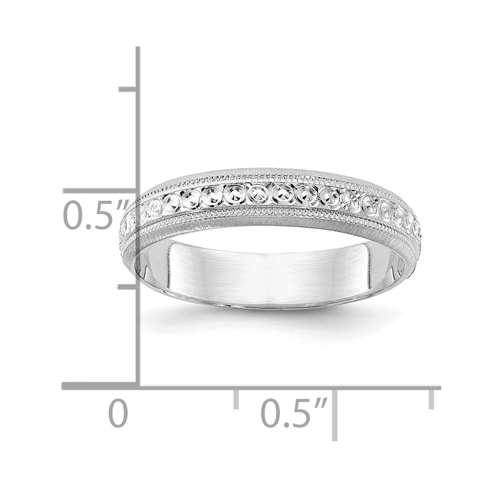 14k White Gold 3.75mm Design Etched Wedding Band Size 8