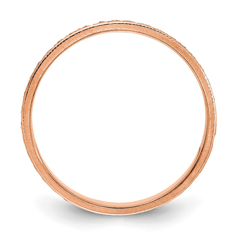 14k Rose Gold 3mm Design Etched Wedding Band Size 5