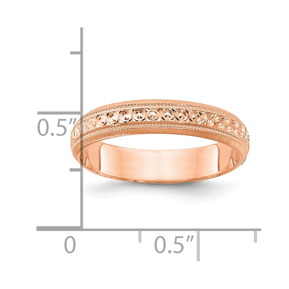 14k Rose Gold 3mm Design Etched Wedding Band Size 5.5