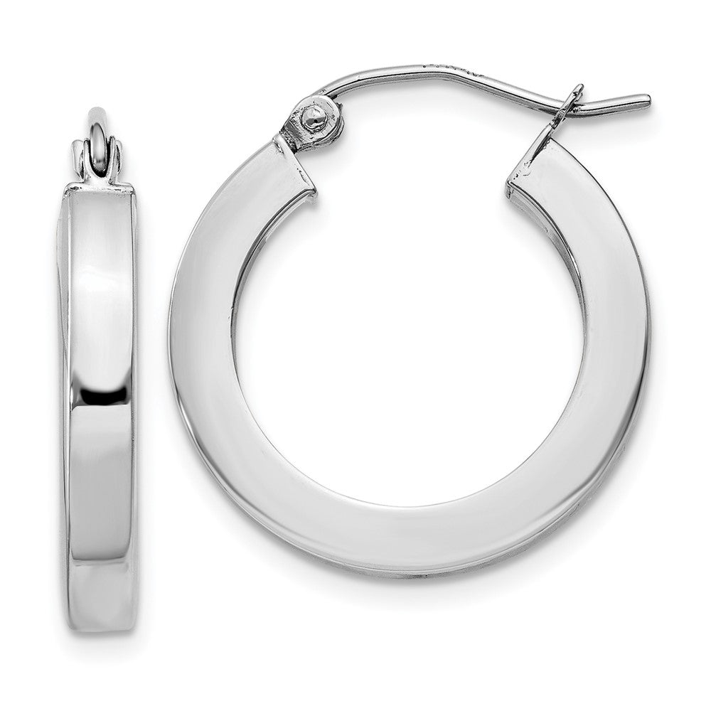 Polished;14K White gold;Hollow;Hinged post