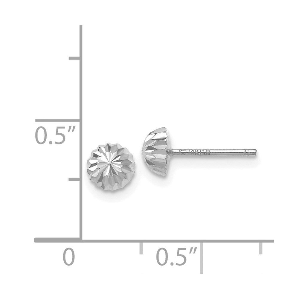 14k White Gold Polished & Diamond-Cut Half Ball Post Earrings