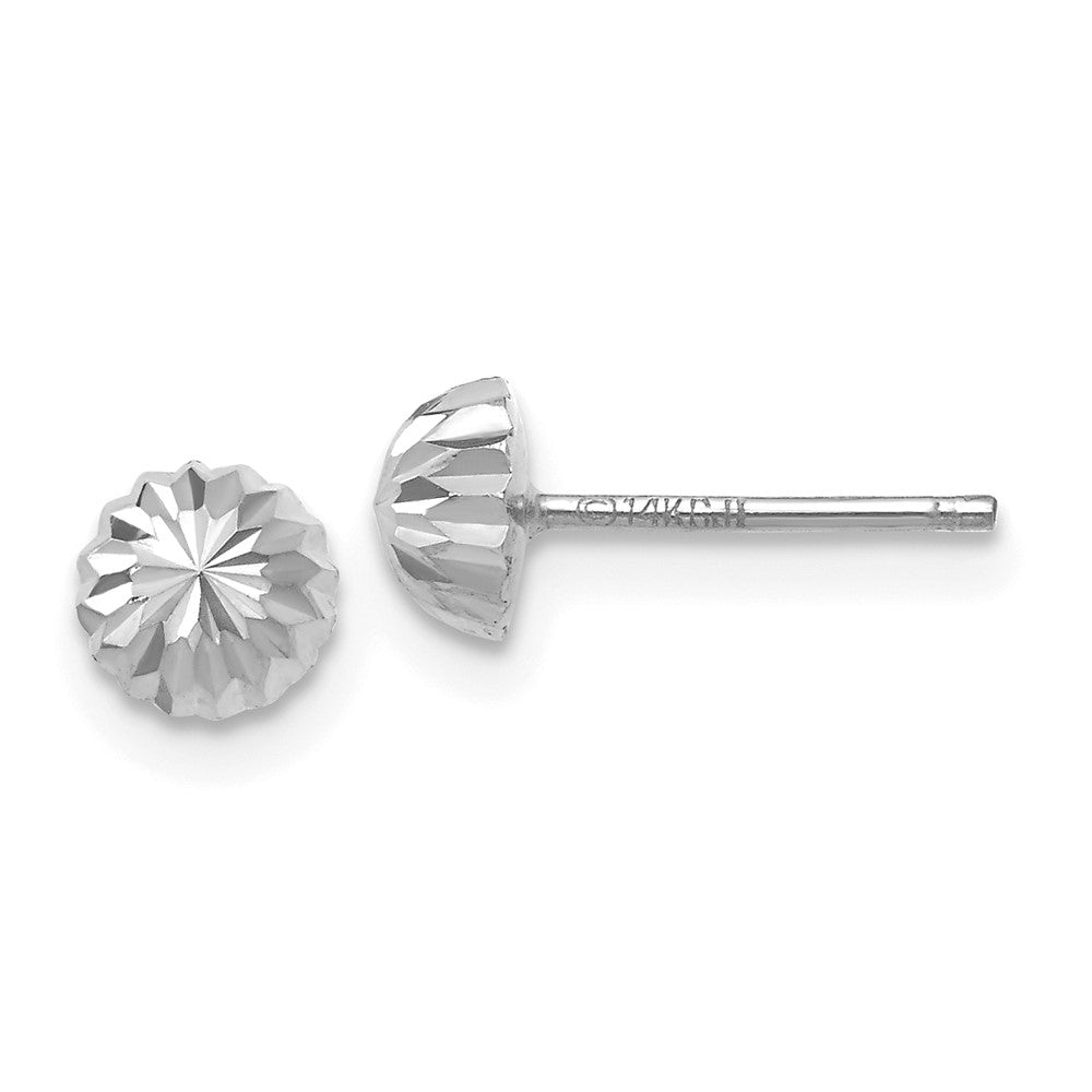 Diamond-cut;Polished;14K White gold;Closed back;Hollow;Post