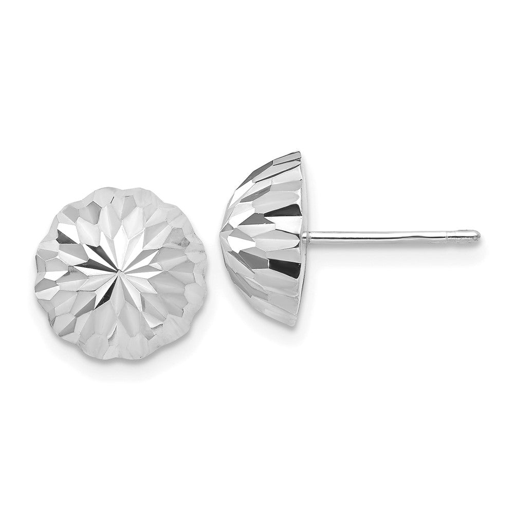 Diamond-cut;Polished;14K White gold;Closed back;Hollow;Post