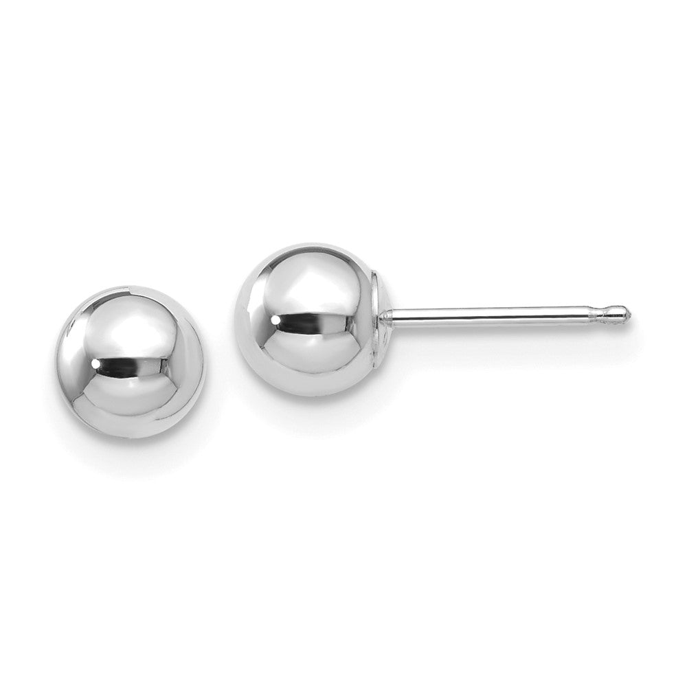 Polished;14K White gold;Hollow;Post