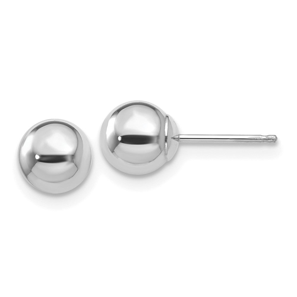 Polished;14K White gold;Hollow;Post