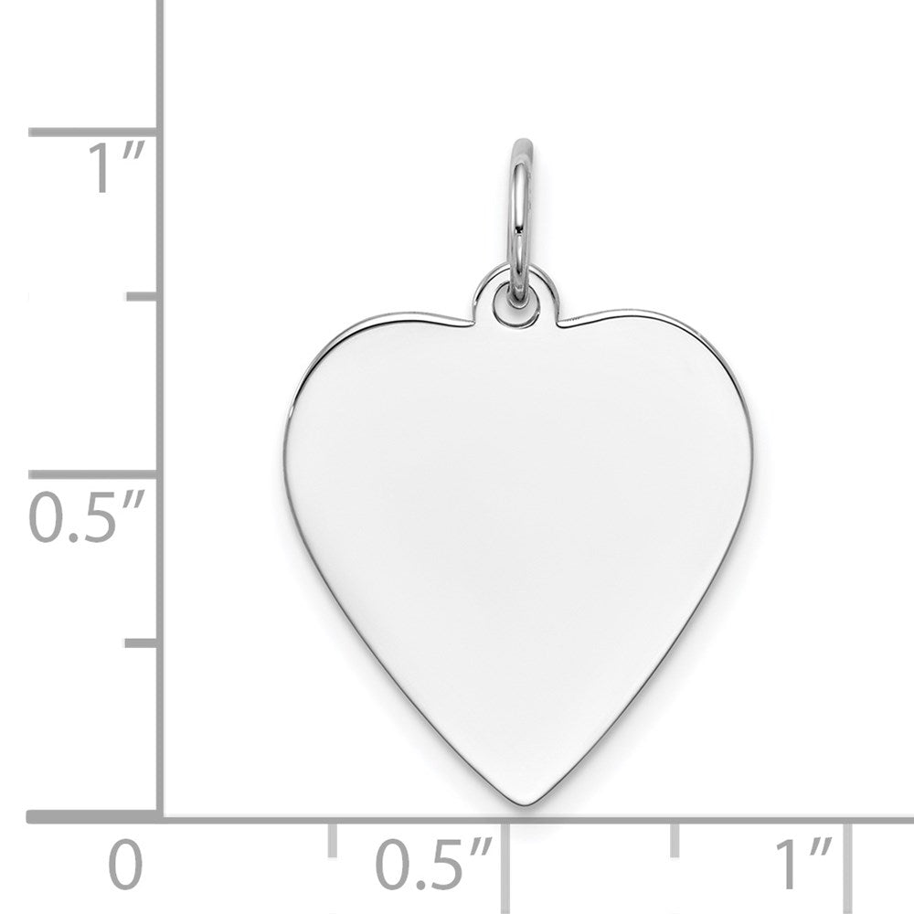 14k White Gold Plain .011 Gauge Engravable Heart 21x18mm Disc Charm