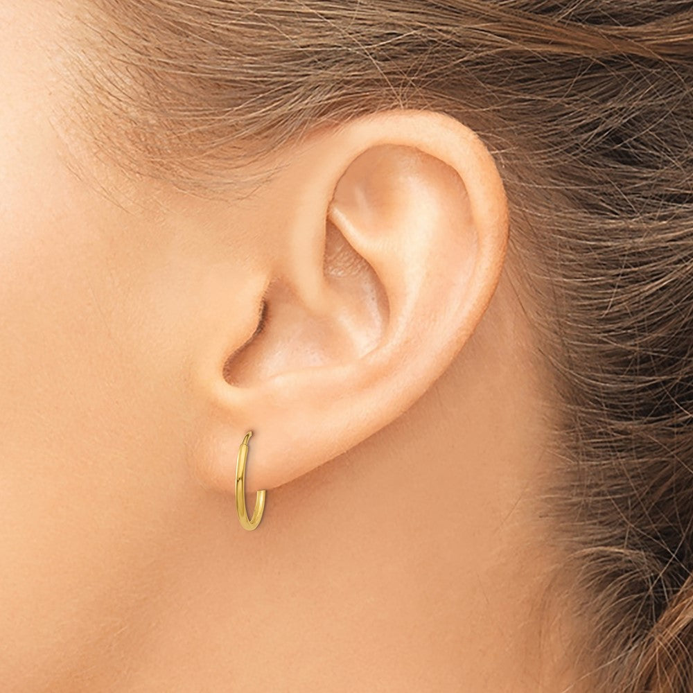 14k 1.2x14mm Polished Endless Tube Hoop Earrings