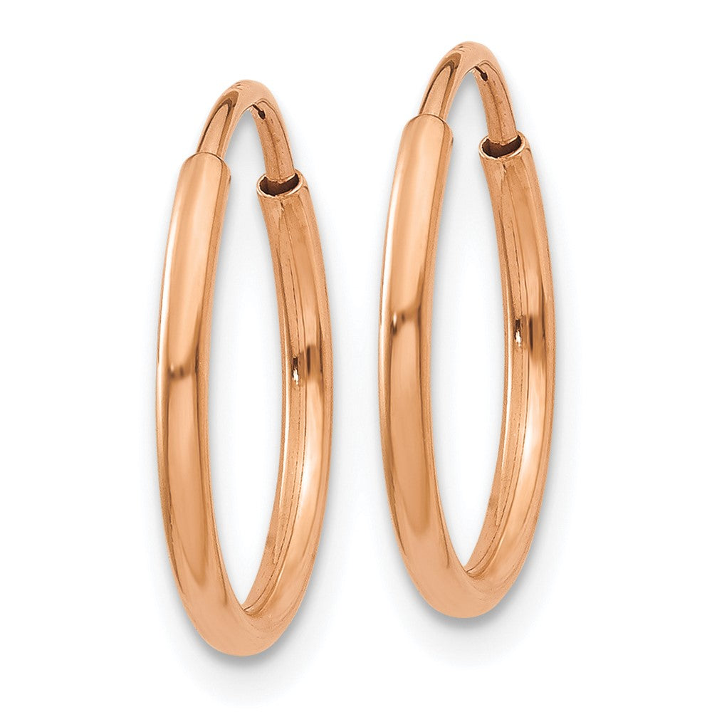 14k Rose Gold 1.2x14mm Polished Endless Tube Hoop Earrings