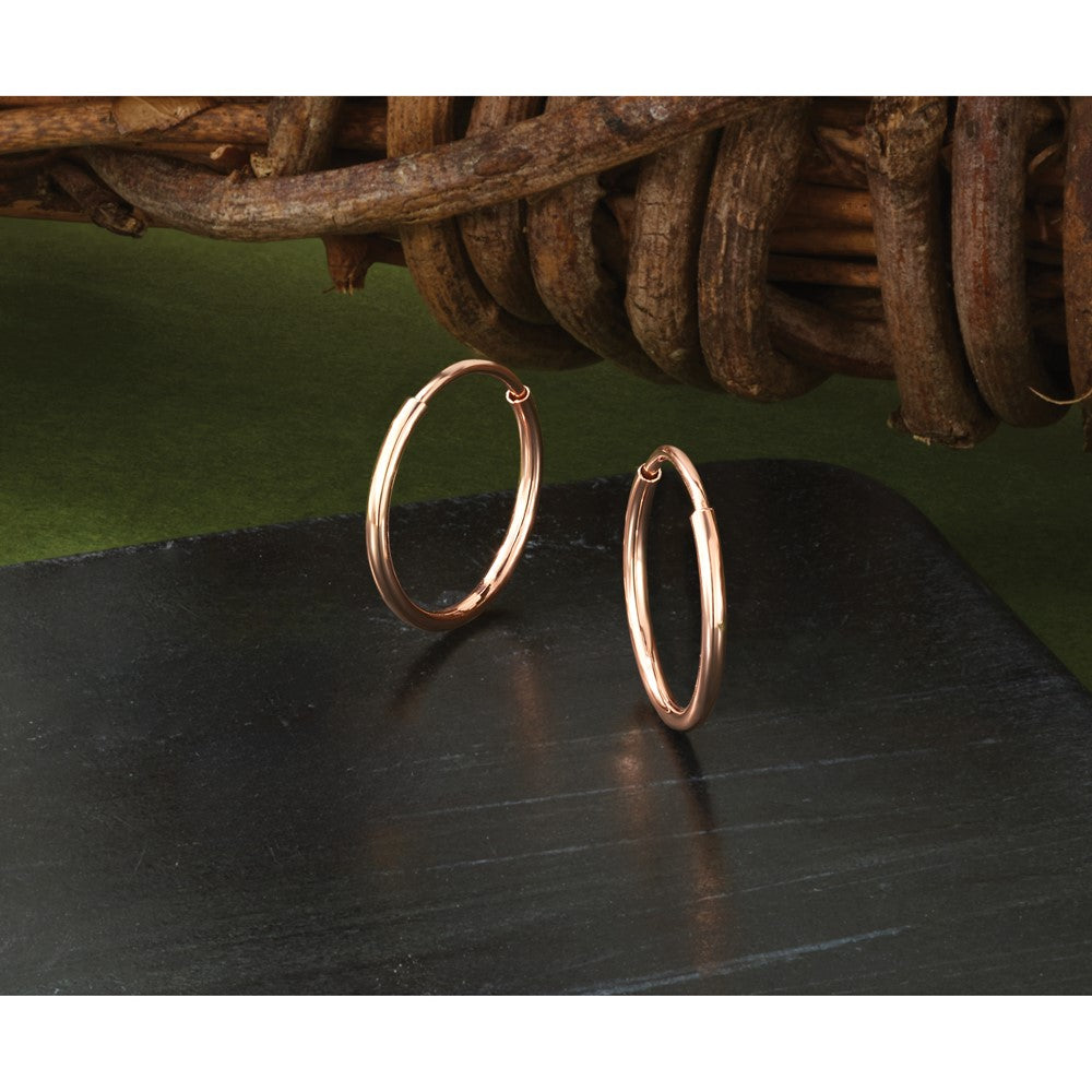 14k Rose Gold 1.2x14mm Polished Endless Tube Hoop Earrings
