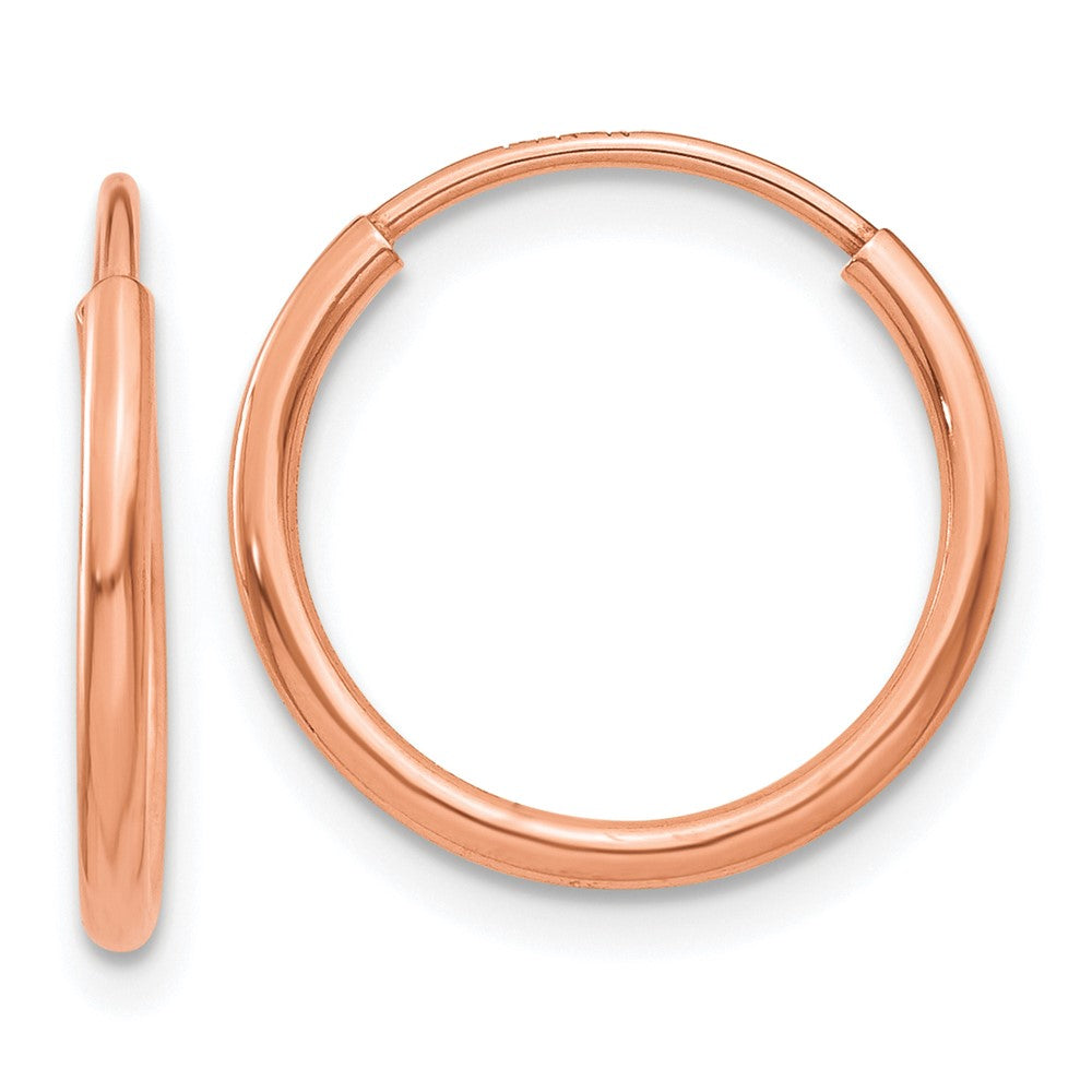 14k Rose Gold 1.2x14mm Polished Endless Tube Hoop Earrings