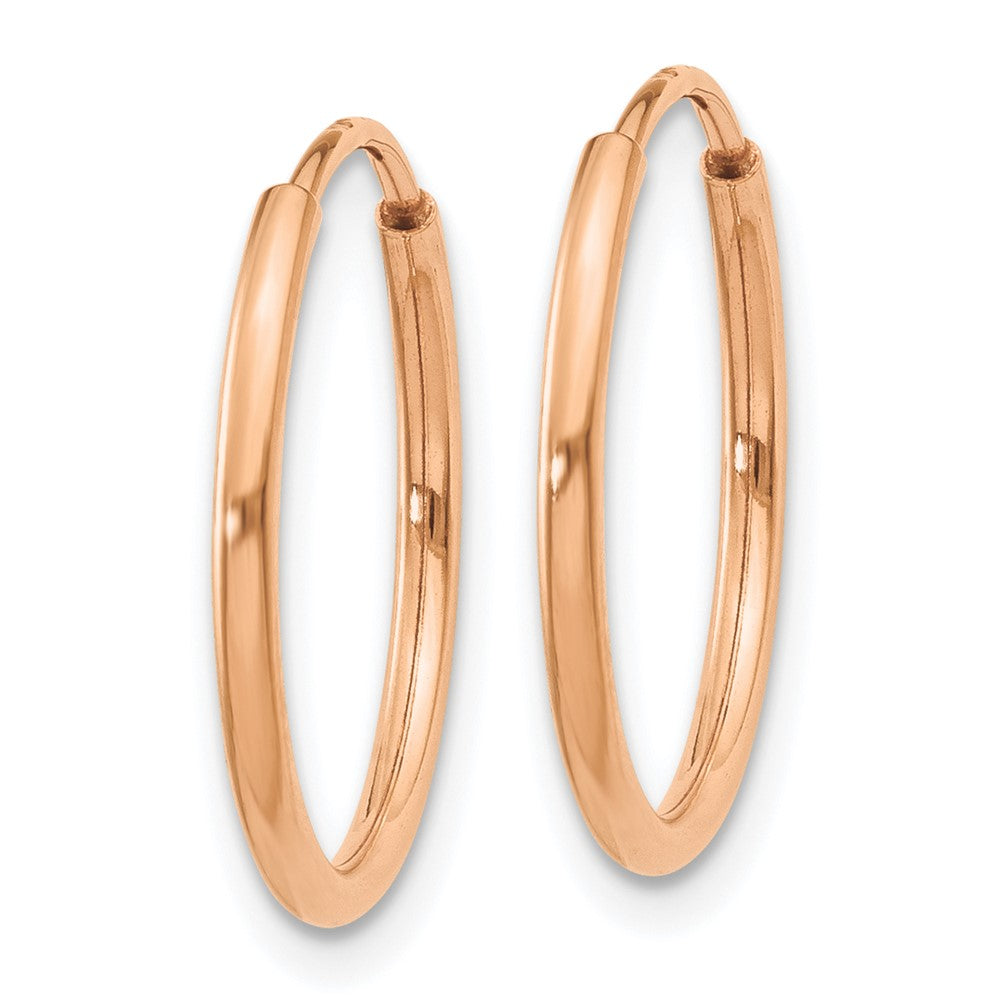 14k Rose Gold 1.2x16mm Polished Endless Tube Hoop Earrings