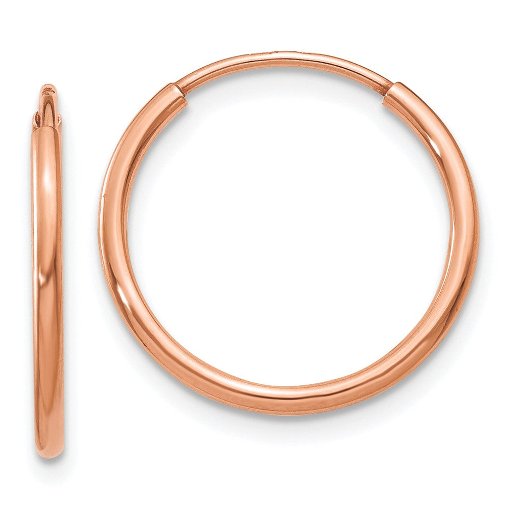 14k Rose Gold 1.2x16mm Polished Endless Tube Hoop Earrings