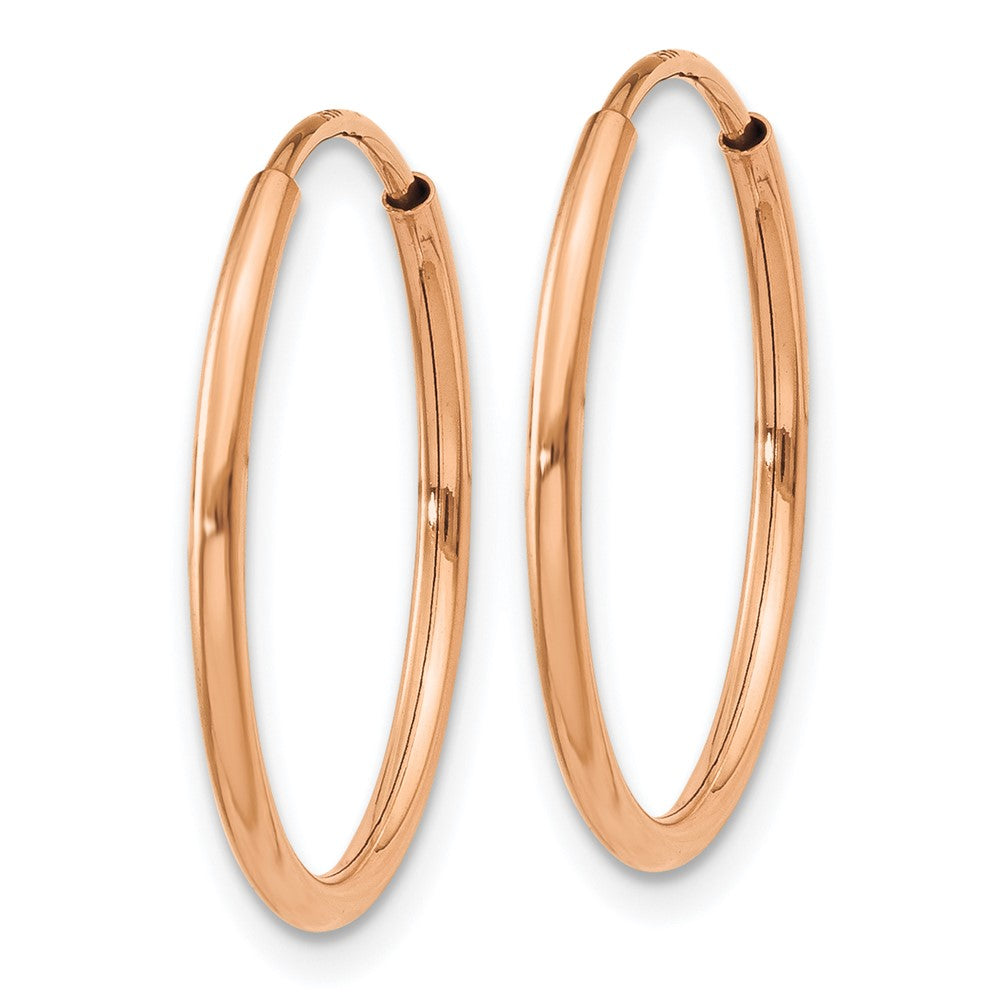 14k Rose Gold 1.2x20mm Polished Endless Tube Hoop Earrings