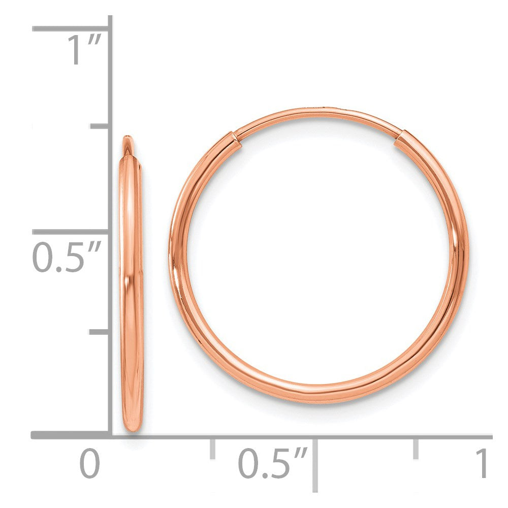 14k Rose Gold 1.2x20mm Polished Endless Tube Hoop Earrings