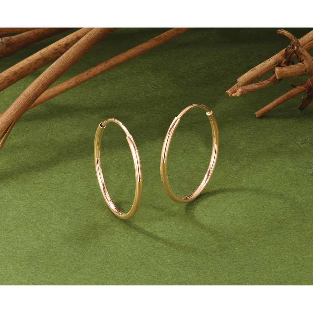 14k Rose Gold 1.2x20mm Polished Endless Tube Hoop Earrings