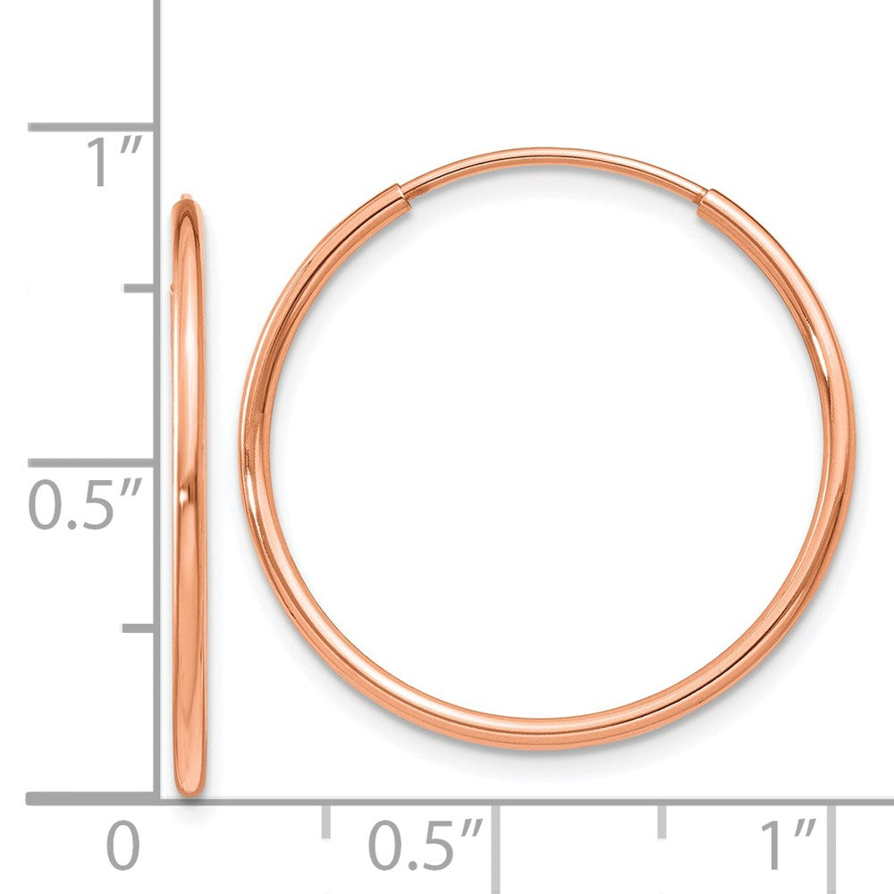 14k Rose Gold 1.2x25mm Polished Endless Tube Hoop Earrings
