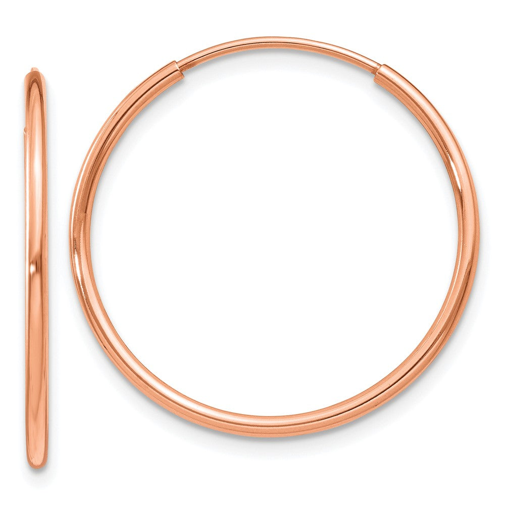 14k Rose Gold 1.2x25mm Polished Endless Tube Hoop Earrings