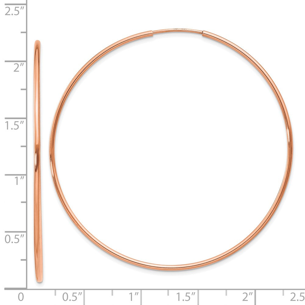 14k Rose Gold 1.2x54mm Polished Endless Tube Hoop Earrings