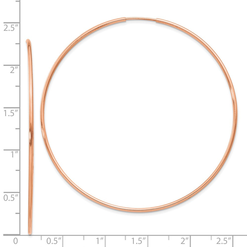 14k Rose Gold 1.2x60mm Polished Endless Tube Hoop Earrings