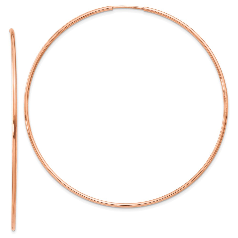 14k Rose Gold 1.2x60mm Polished Endless Tube Hoop Earrings