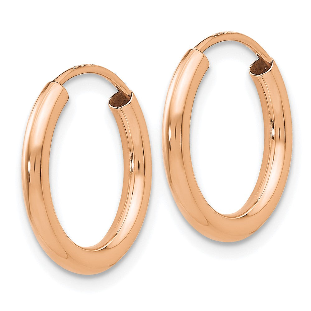 14k Rose Gold 2x16mm Polished Round Endless Hoop Earrings