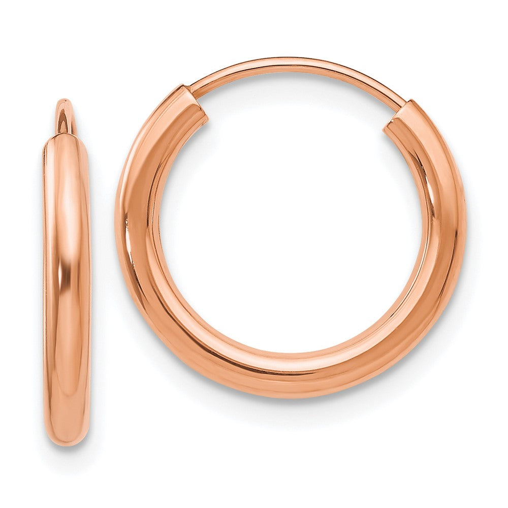 14k Rose Gold 2x16mm Polished Round Endless Hoop Earrings