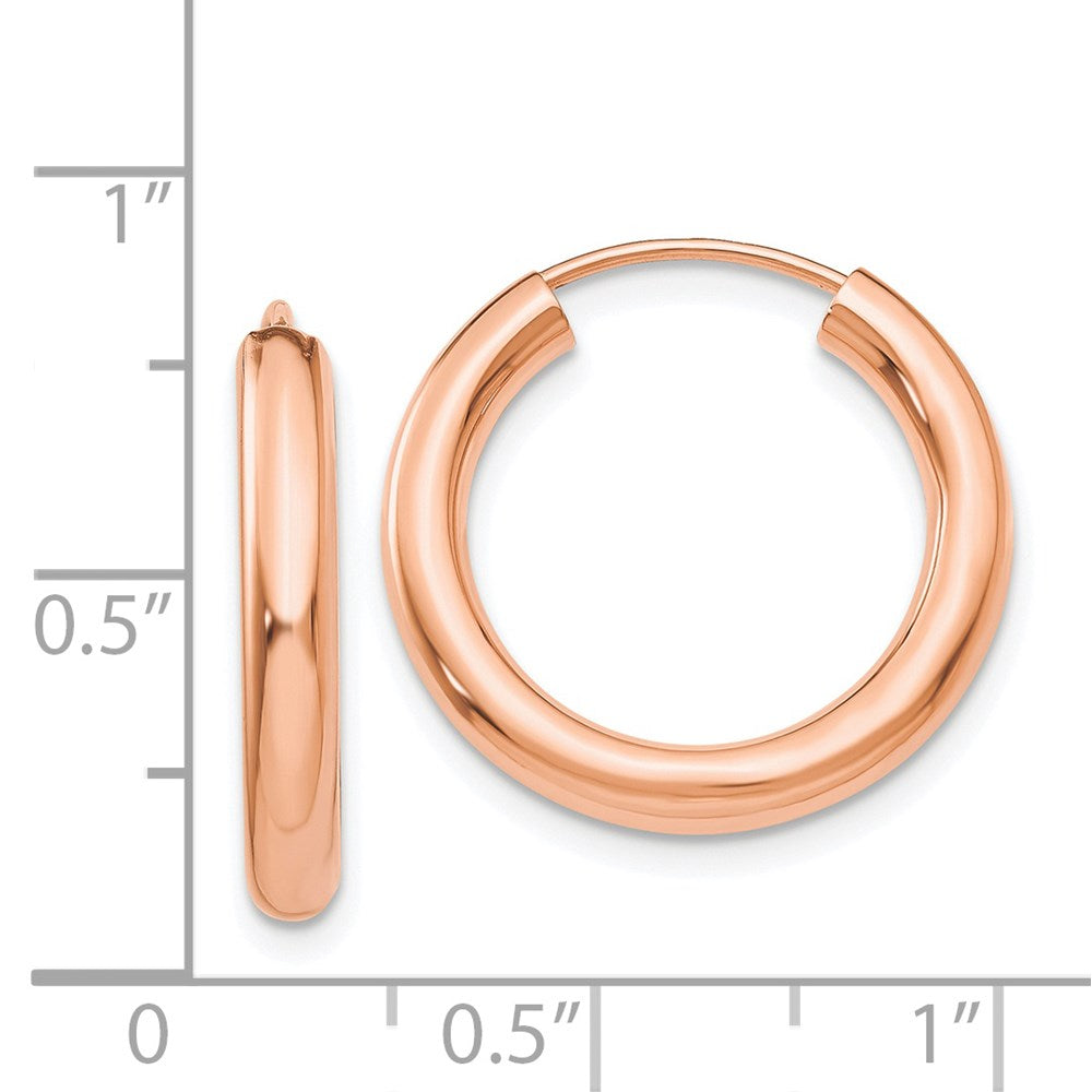 14k Rose Gold 3.00x20mm Polished Endless Tube Hoop Earrings