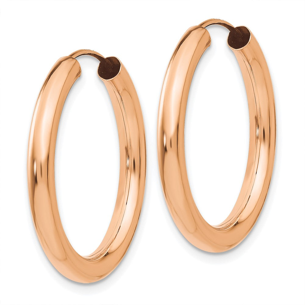 14k Rose Gold 3.00x25mm Polished Endless Tube Hoop Earrings