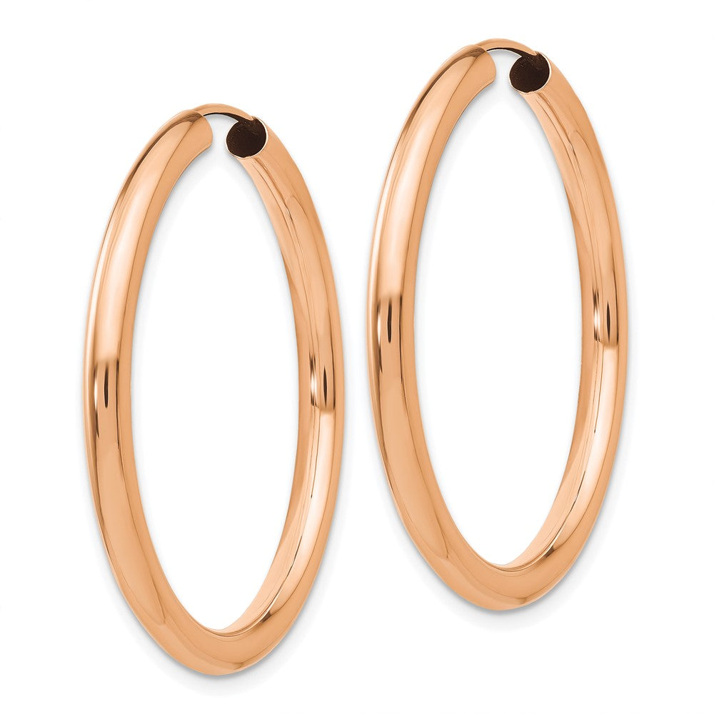 14k Rose Gold 3.00x35mm Polished Endless Tube Hoop Earrings