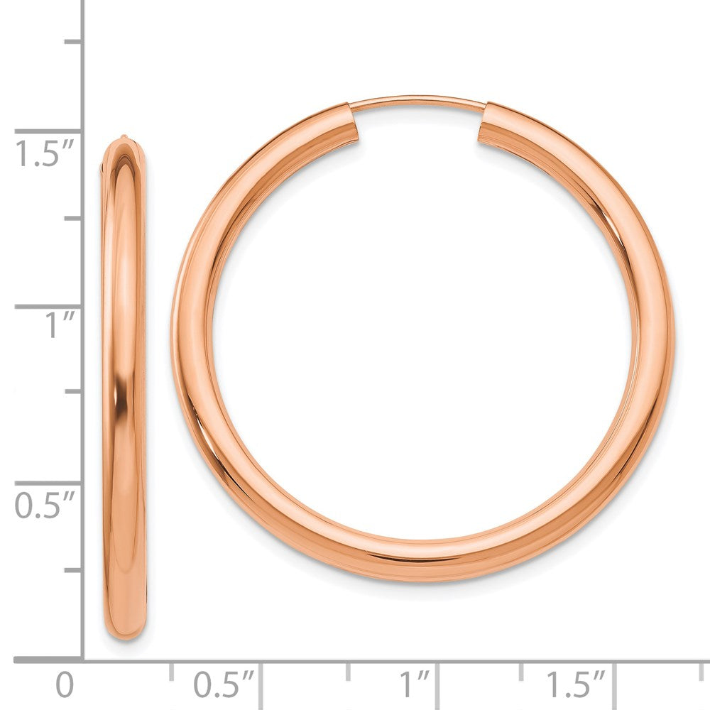 14k Rose Gold 3.00x35mm Polished Endless Tube Hoop Earrings