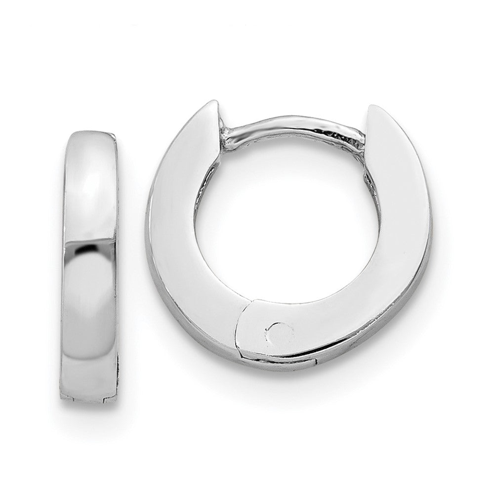 Polished;14K White gold;Hinged