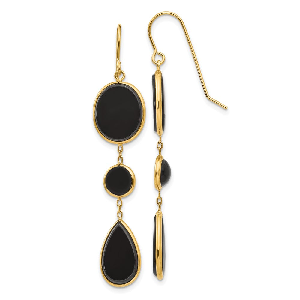 Polished;14k Yellow gold;Genuine;Onyx;Shepherd hook