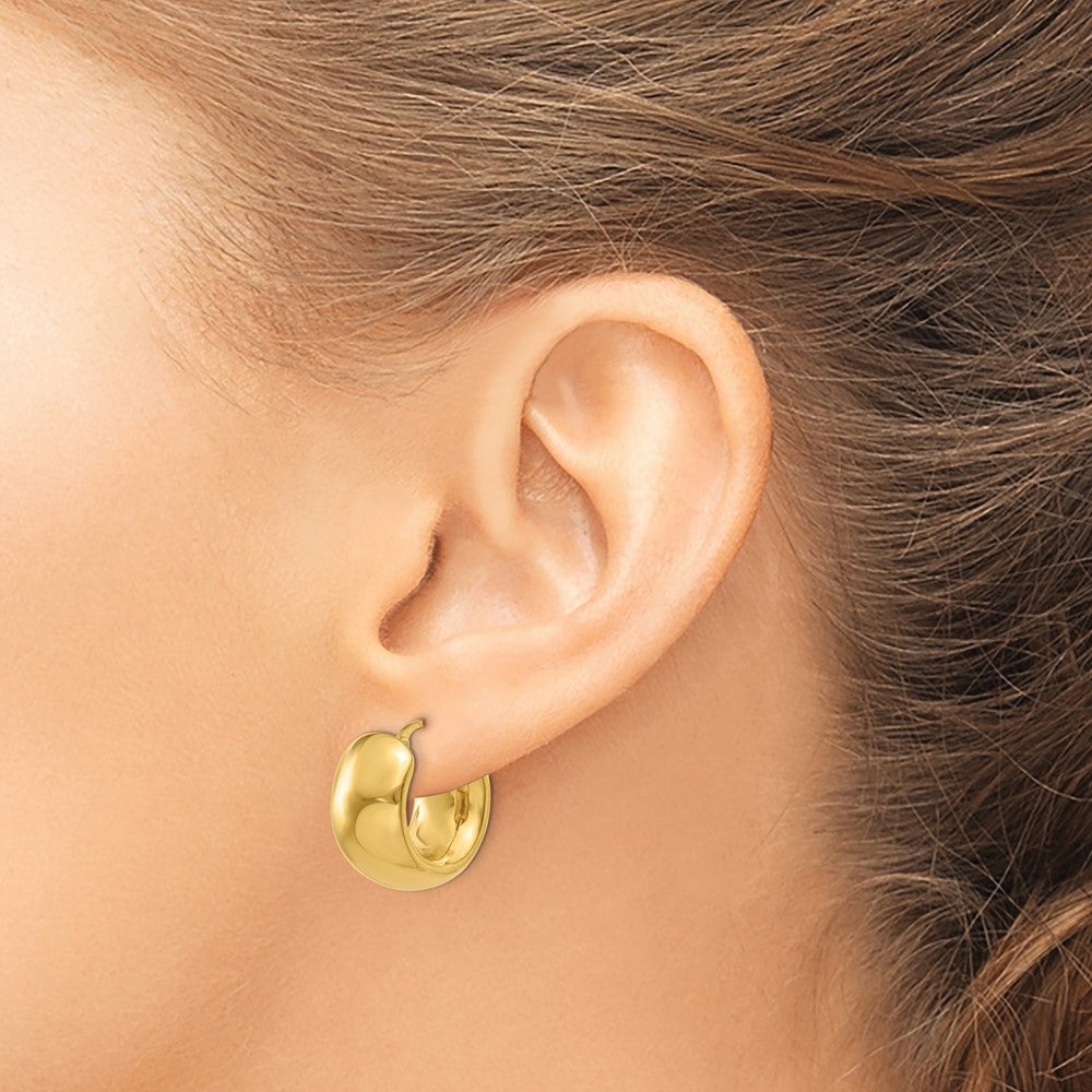 14k 8.75x18mm Wide Puffed Hoop Earrings