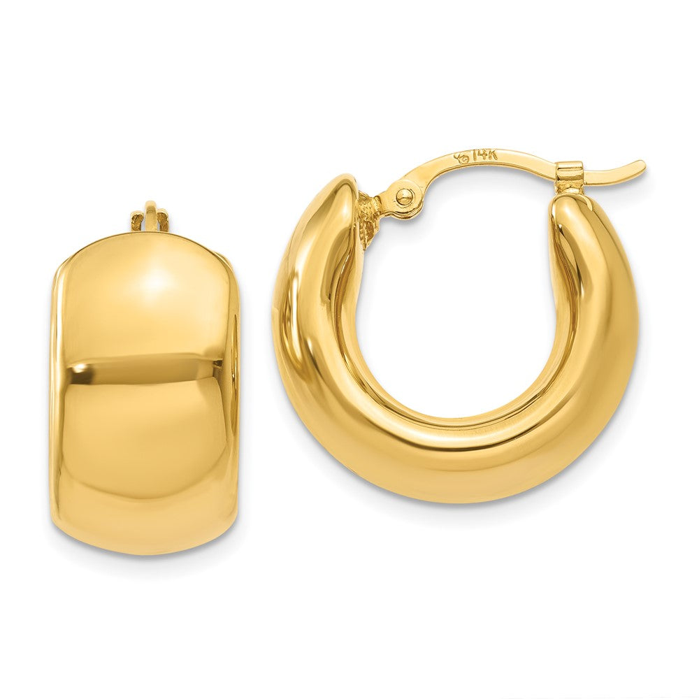Polished;14k Yellow gold;Hollow;Hinged post