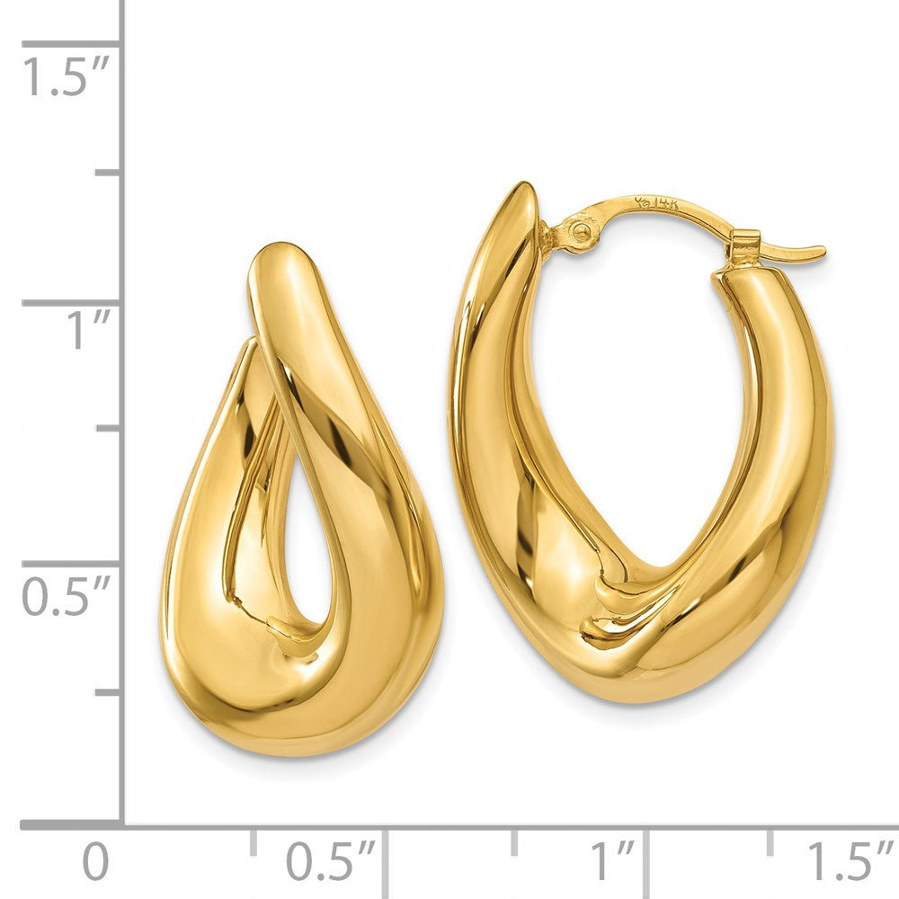 14k Twisted Oval Hoop Earrings