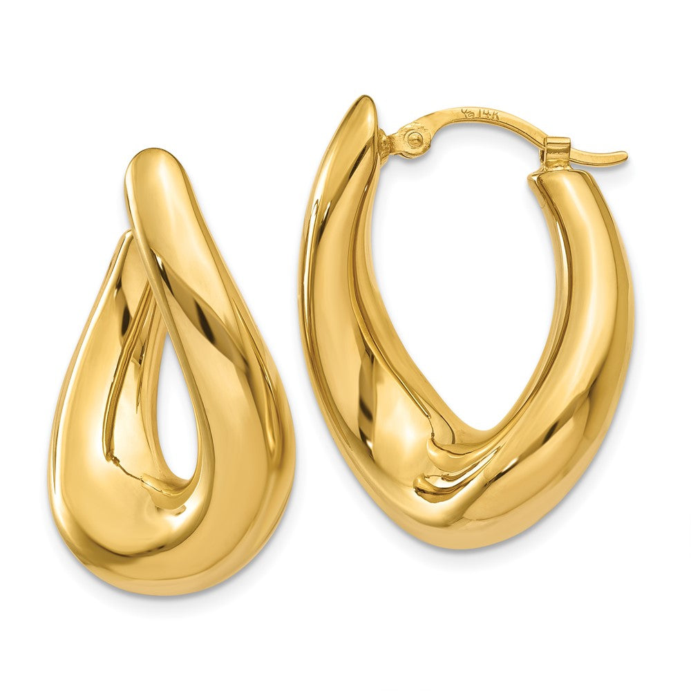 Polished;14k Yellow gold;Hollow;Hinged post