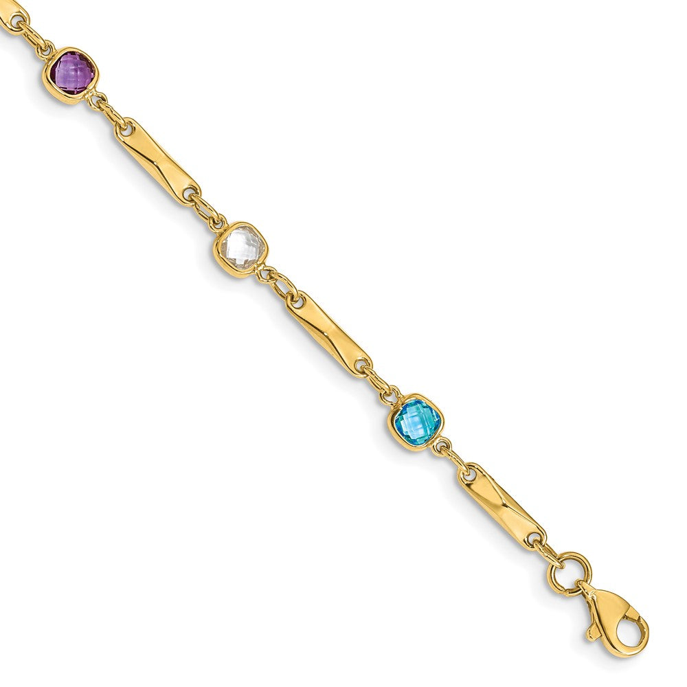 Polished;14k Yellow gold;Genuine;Amethyst;Aquamarine;Citrine;CZ;Garnet;Fancy lobster;Blue Topaz
