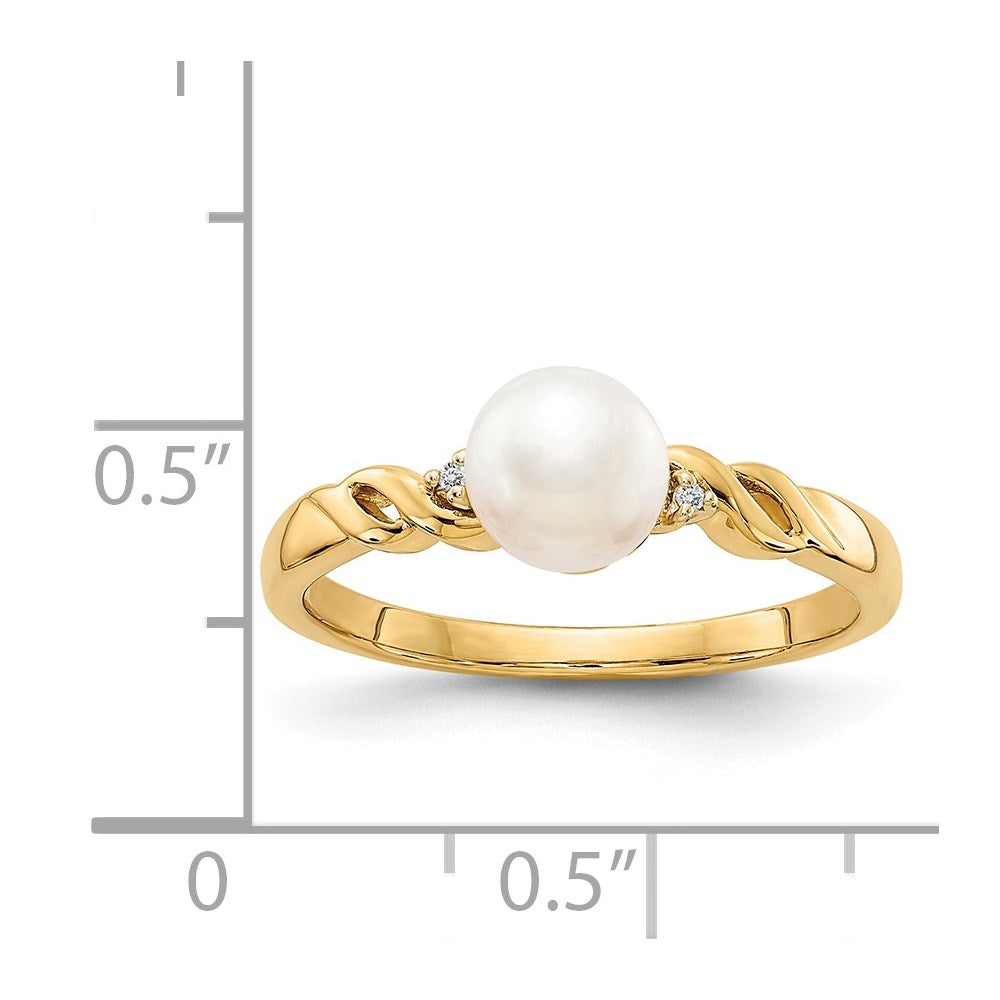 14k FW Cultured Pearl and Diamond Twist Ring