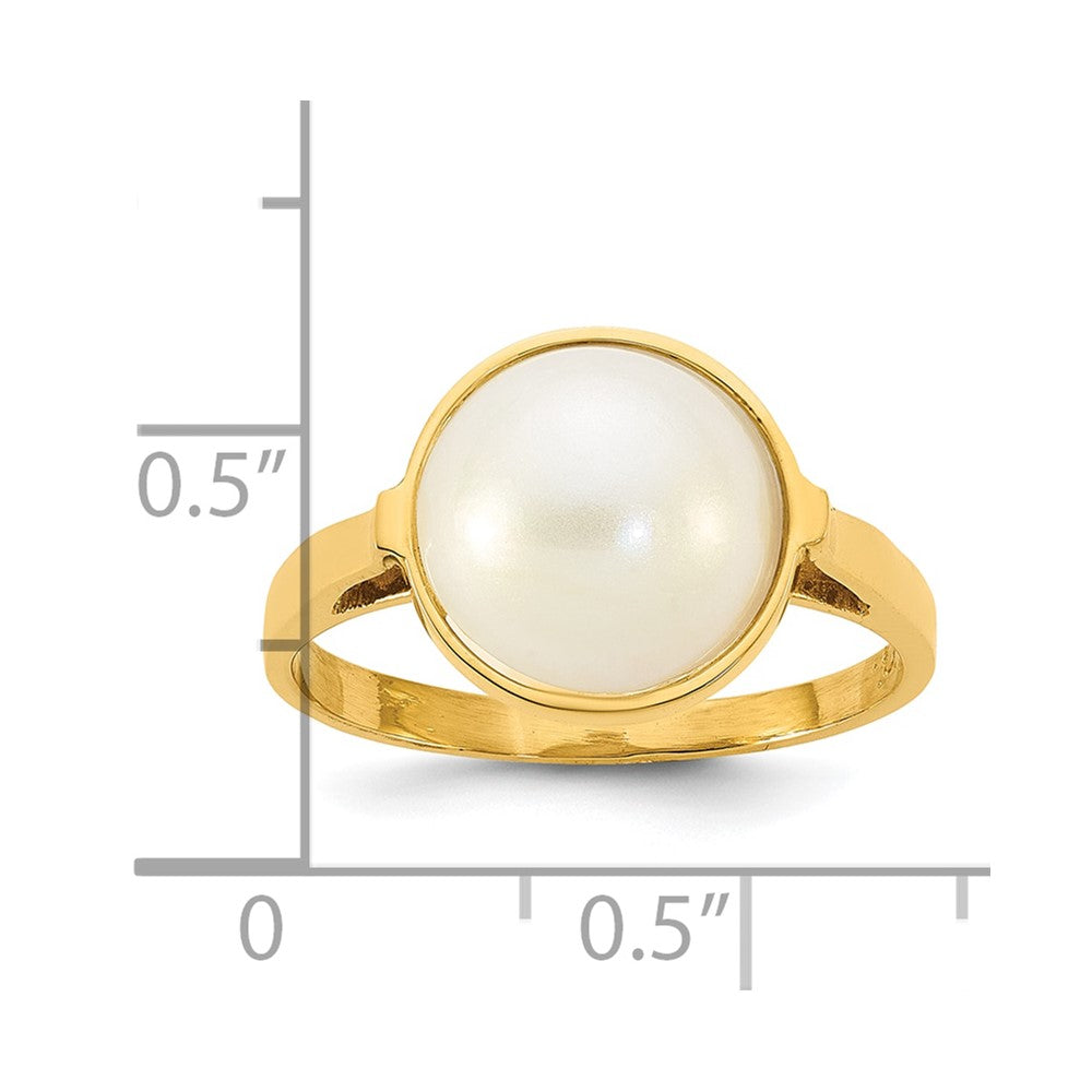 14k Polished 10-11mm White Saltwater Cultured Mabe Pearl Size 7 Ring