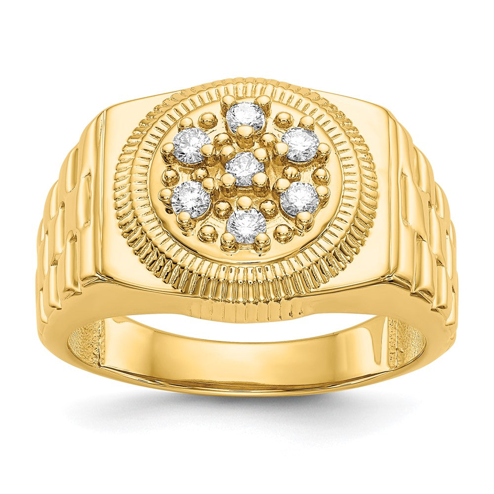 Casted;Polished;14k Yellow gold;Open back;Avail. in 10k yellow gold;Avail. in 18k yellow gold;Avail. in platinum;Not engraveable;Prong set;Avail. in 10k white gold;Avail. in 18k white gold;AA quality;Mens