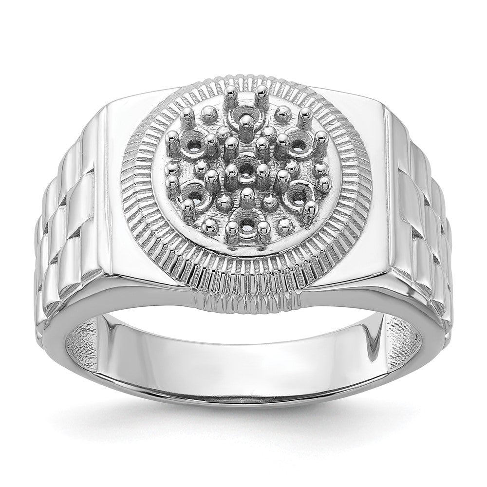 Casted;Polished;14K White gold;Open back;Avail. in 10k yellow gold;Avail. in 18k yellow gold;Avail. in platinum;Not engraveable;Prong set;Avail. in 10k white gold;Avail. in 18k white gold;Mens