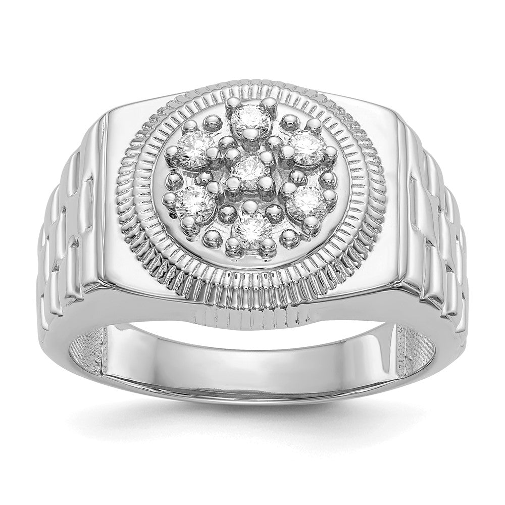 Casted;Polished;14K White gold;Open back;Avail. in 10k yellow gold;Avail. in 18k yellow gold;Avail. in platinum;Not engraveable;Prong set;Avail. in 10k white gold;Avail. in 18k white gold;AA quality;Mens