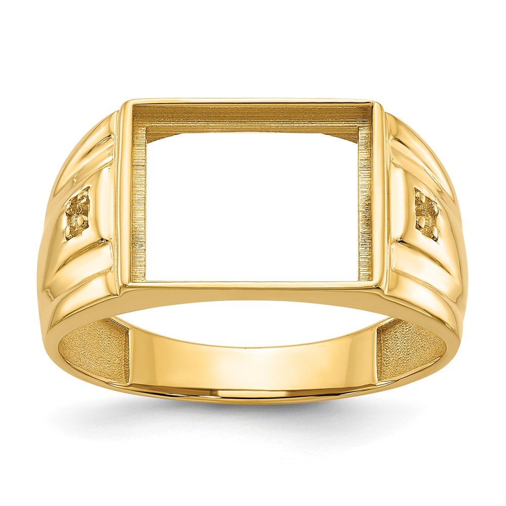 Casted;Polished;14k Yellow gold;Avail. in 10k yellow gold;Avail. in 18k yellow gold;Avail. in platinum;Not engraveable;Prong set;Sizing 2-3 weeks;5 sizes up, 2 sizes down;Avail. in 10k white gold;Avail. in 18k white gold;Mens