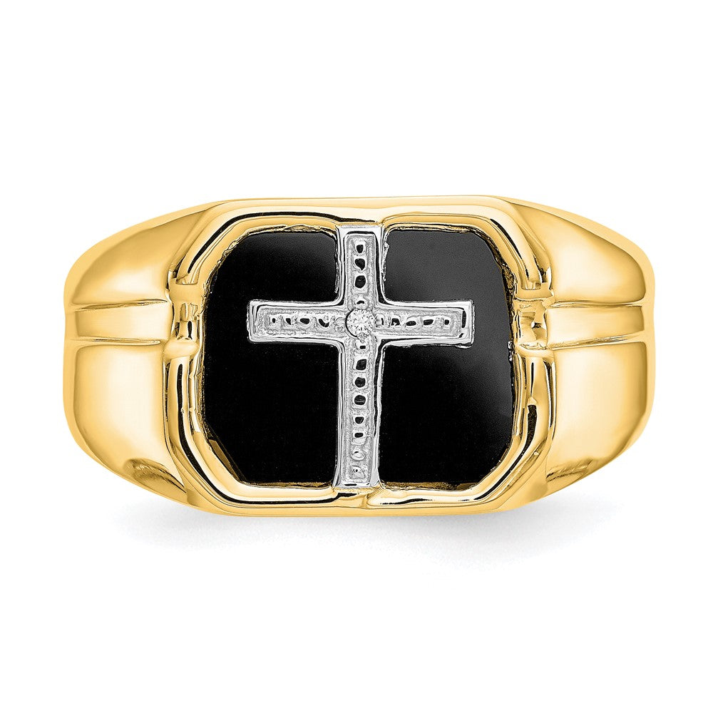 14k AA Diamond Men's Cross Ring